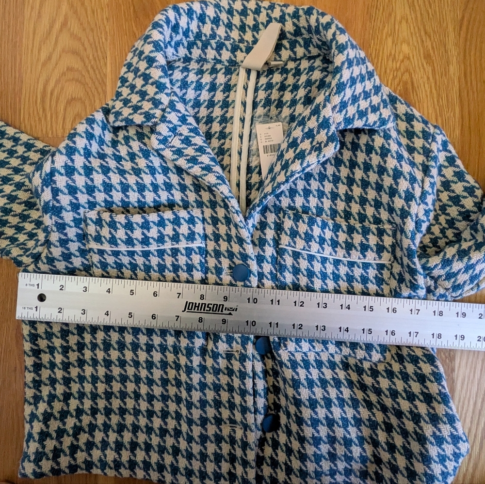 NWT Dolan Anthropologie - Cute Houndstooth Blue Cropped Jacket - Size S - Picture 5 of 7